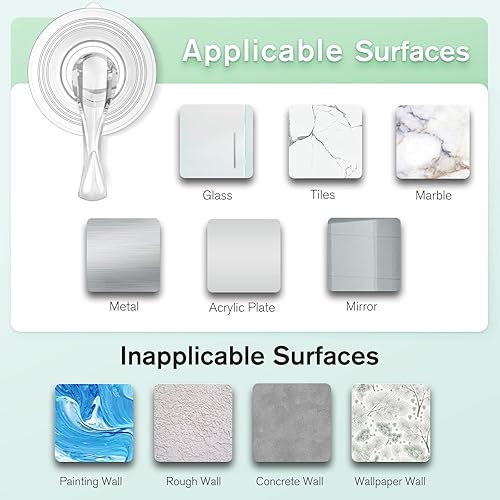 Miniatura 9 de VISV - Colgador de corona grande transparente resistente con ventosa con toallitas 22 libras extraíble con ventosa para ventana puerta de cristal