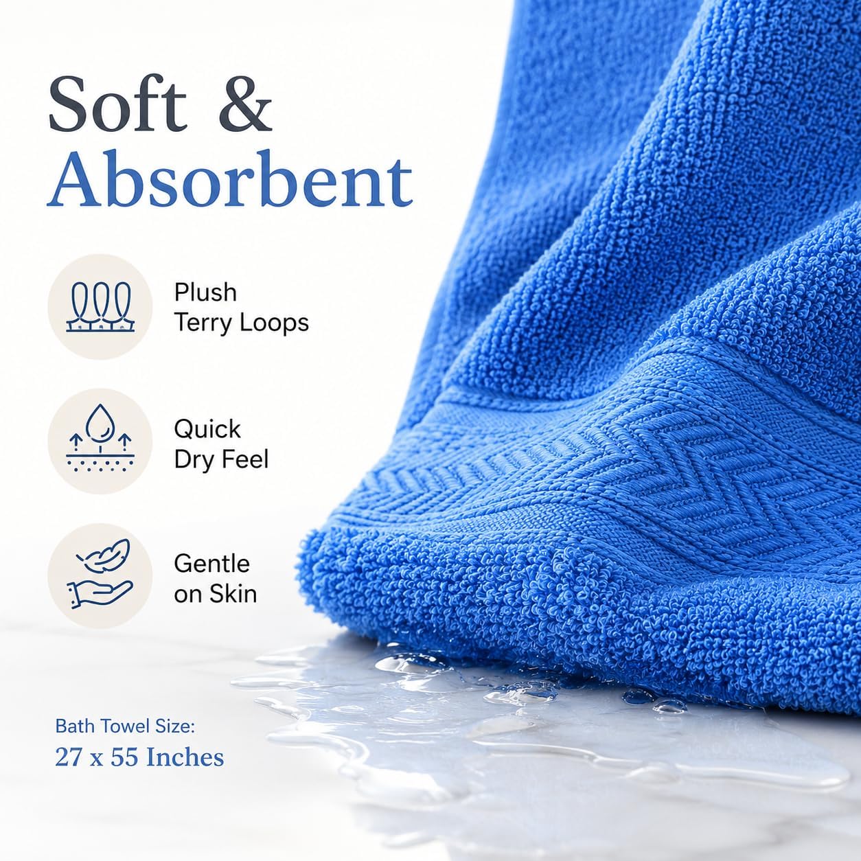 Pearl Linens Bath Towels Pack of 6, 27x55 Inches, 550 GSM 100% Ring Spun Cotton Towels for Bathroom – Soft, Absorbent, Quick-Dry Towel Set for Gym, Spa & Home Use (Multi Colors, 27 X 55 Pack of 6)