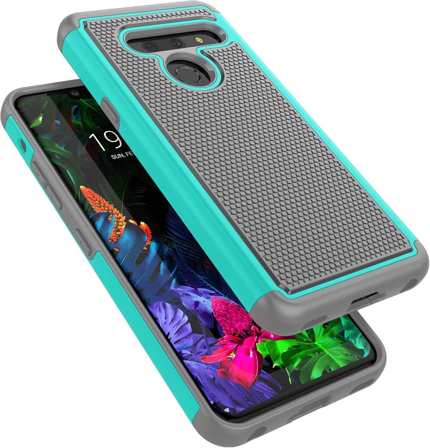 Tekcoo Case for LG G8 / 2019 LG G8 ThinQ, Luxury [Tmajor] Hybrid Solid Shock Absorbing [Turquoise] Rubber Silicone & Plastic Scratch Resistant Bumper Grip Rugged Sturdy Hard Phone Cases Cover