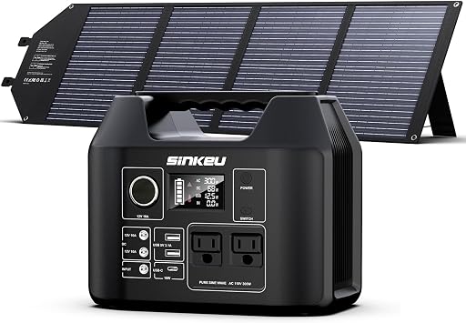 300W Portable Power Station with 100W Solar Panel,LiFePO4 Solar Generator for Outdoor, Camping, Emergency Backup