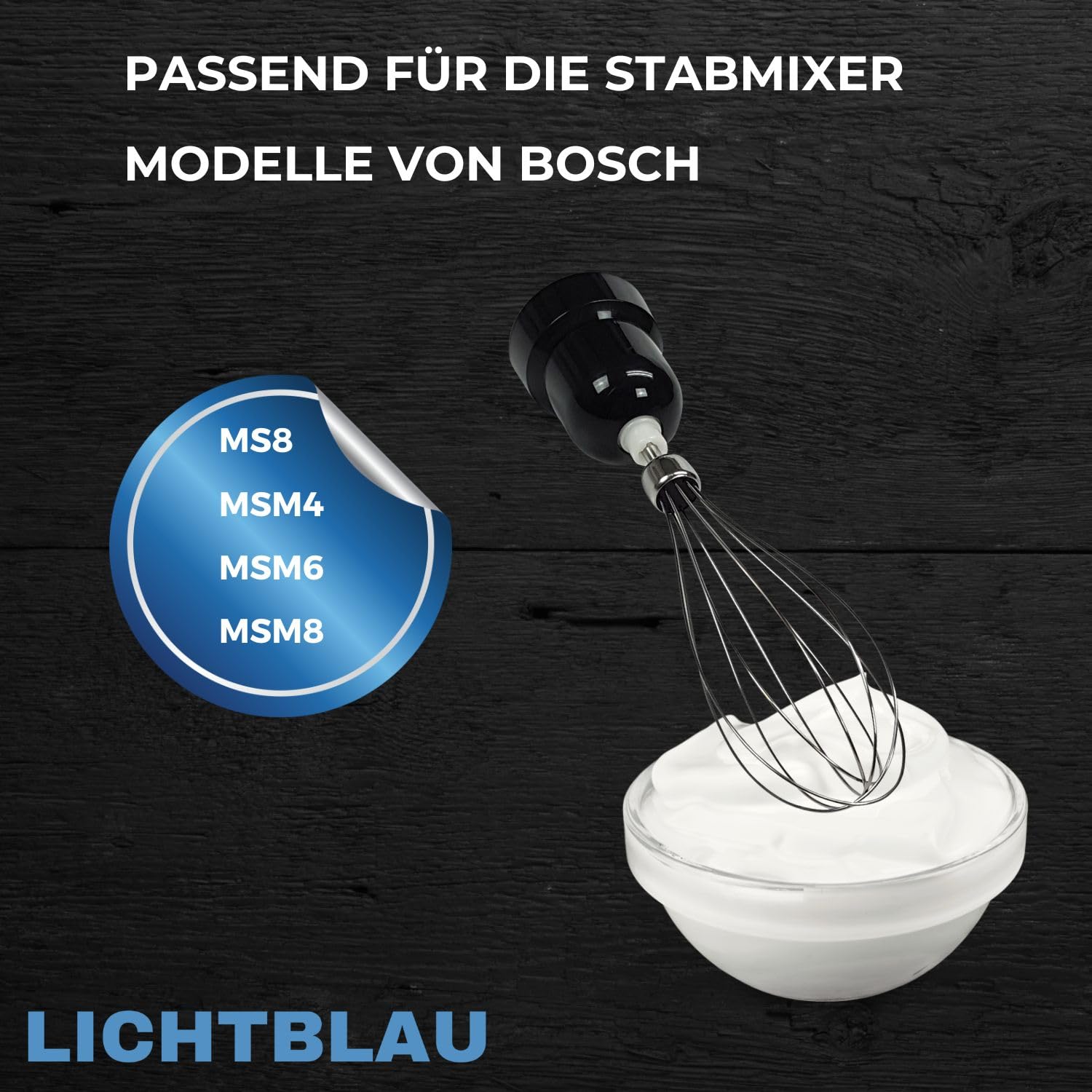 LICHTBLAU Schneebesen mit Getriebe passend für u.a. MS8CM MSM87 MSM88 MSM89 MSMM7 MSMM89 Maxo Mixx Mitnehmer für Stabmixer Bosch I Ersatz Rührbesen