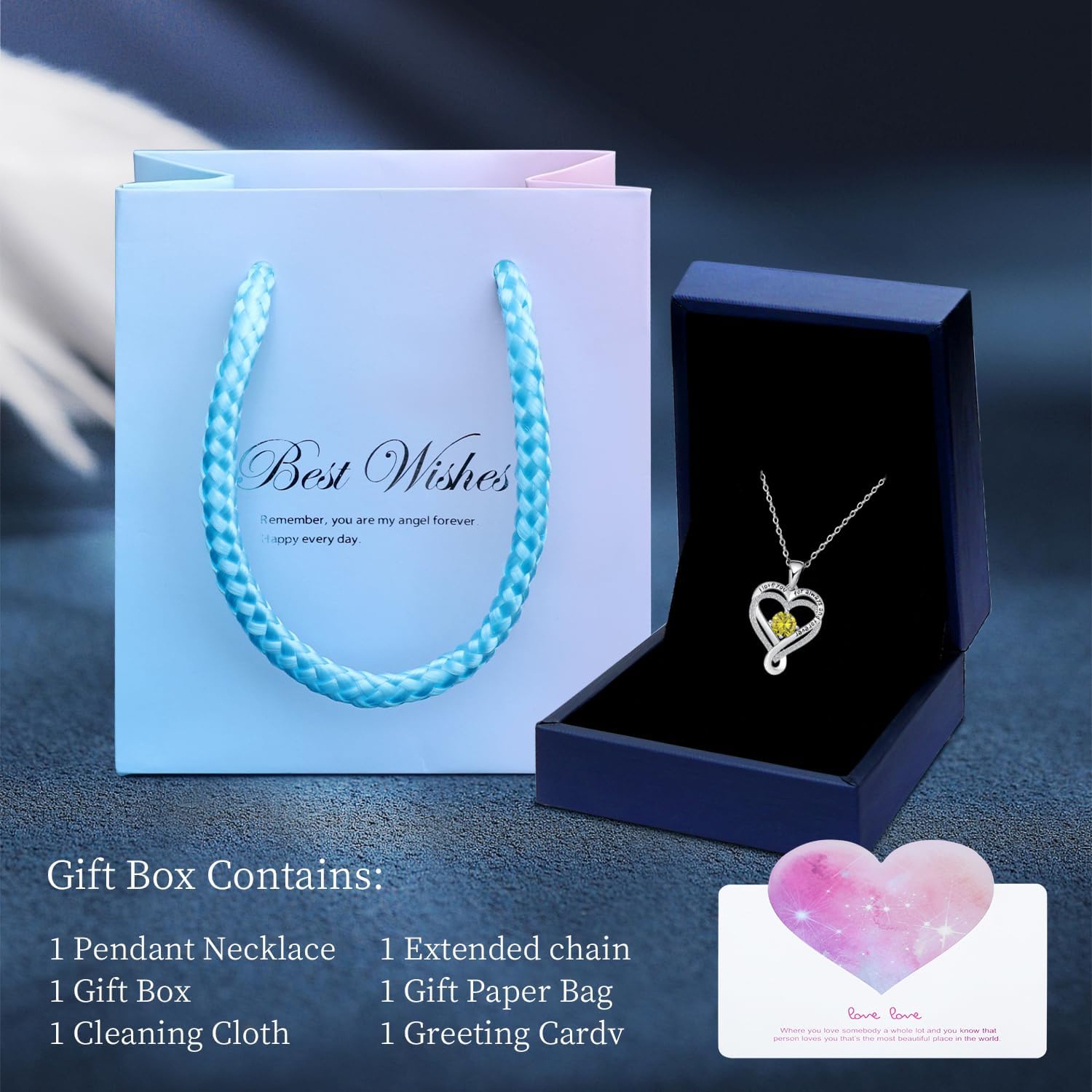 Sterling Silver Pendant Necklace for Women, Teen Girls Birthstone Necklaces silver Wedding Anniversary Heart Necklace Women's Jewelry Mother’s Day, Valentine’s Day,Birthday for Her - Image 6