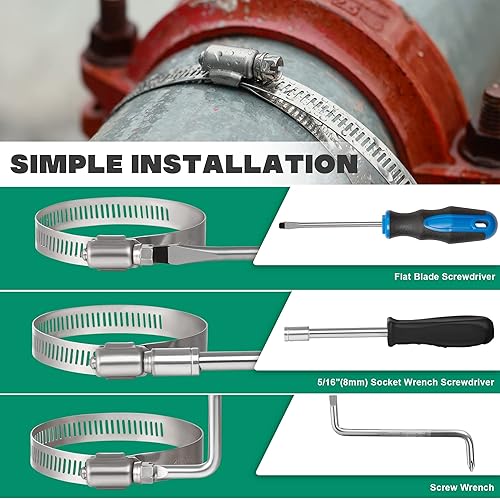 Miniatura 5 de Paquete de 10 abrazaderas de manguera de 12 pulgadas, abrazaderas de manguera grandes de acero inoxidable ajustables de 11-12-14