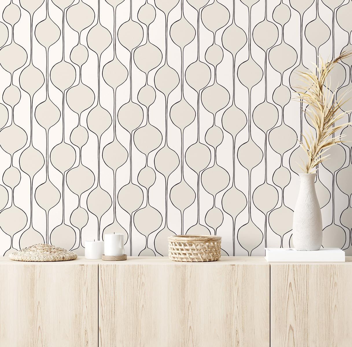 NextWall Bubble Stripe Peel and Stick Wallpaper (Marshmallow)