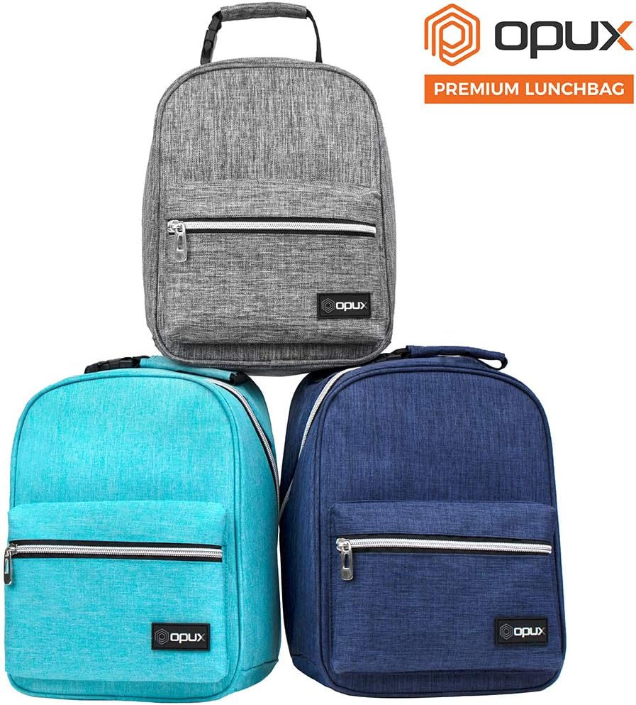 opux Lunch Box for Girls Boys Kids, Insulated Leakproof Lunch Bag, Reusable Teen Lunch Boxes for School, Medium Large lunchbox for Women Men Adult for Work with Front Back Pocket (Gray) - Image 9