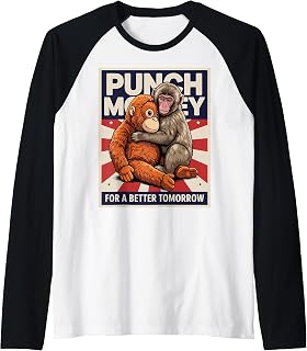 Funny Punch the Monkey Election Viral Video Baby Panchi Kun Raglan Baseball Tee