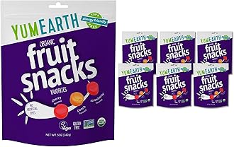 YumEarth Organic Fruit Snacks, 5oz. (Pack of 6), Allergy Friendly, Gluten Free, Non-GMO, Vegan, No Artificial Flavors or Dyes,5 Ounce (Pack of 6)