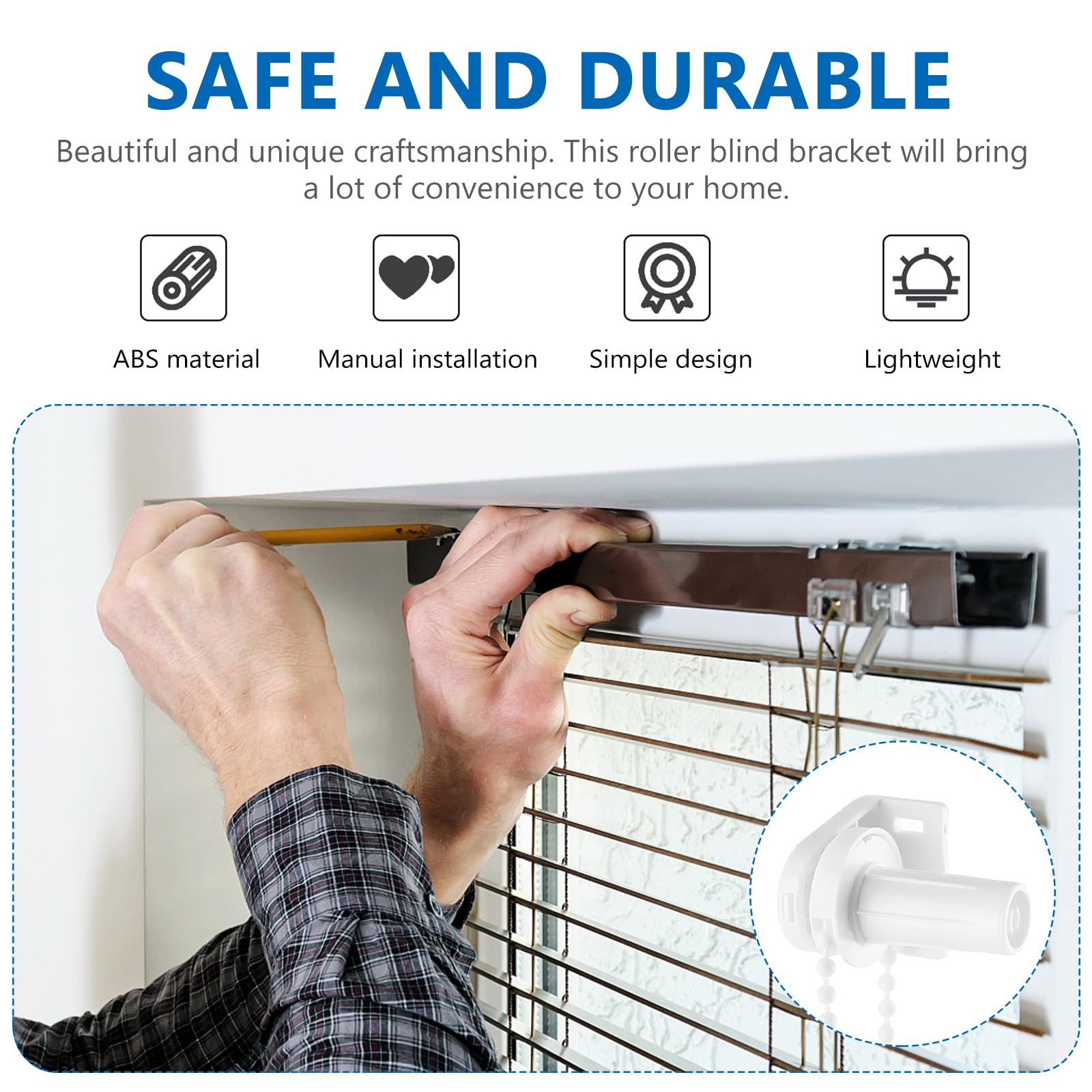 Kit Riparazione Tende A Rullo 17mm - 2 Set Con Staffe, Catena A Sfere E Accessori, Bianco, Facile Da Installare - Foto 13