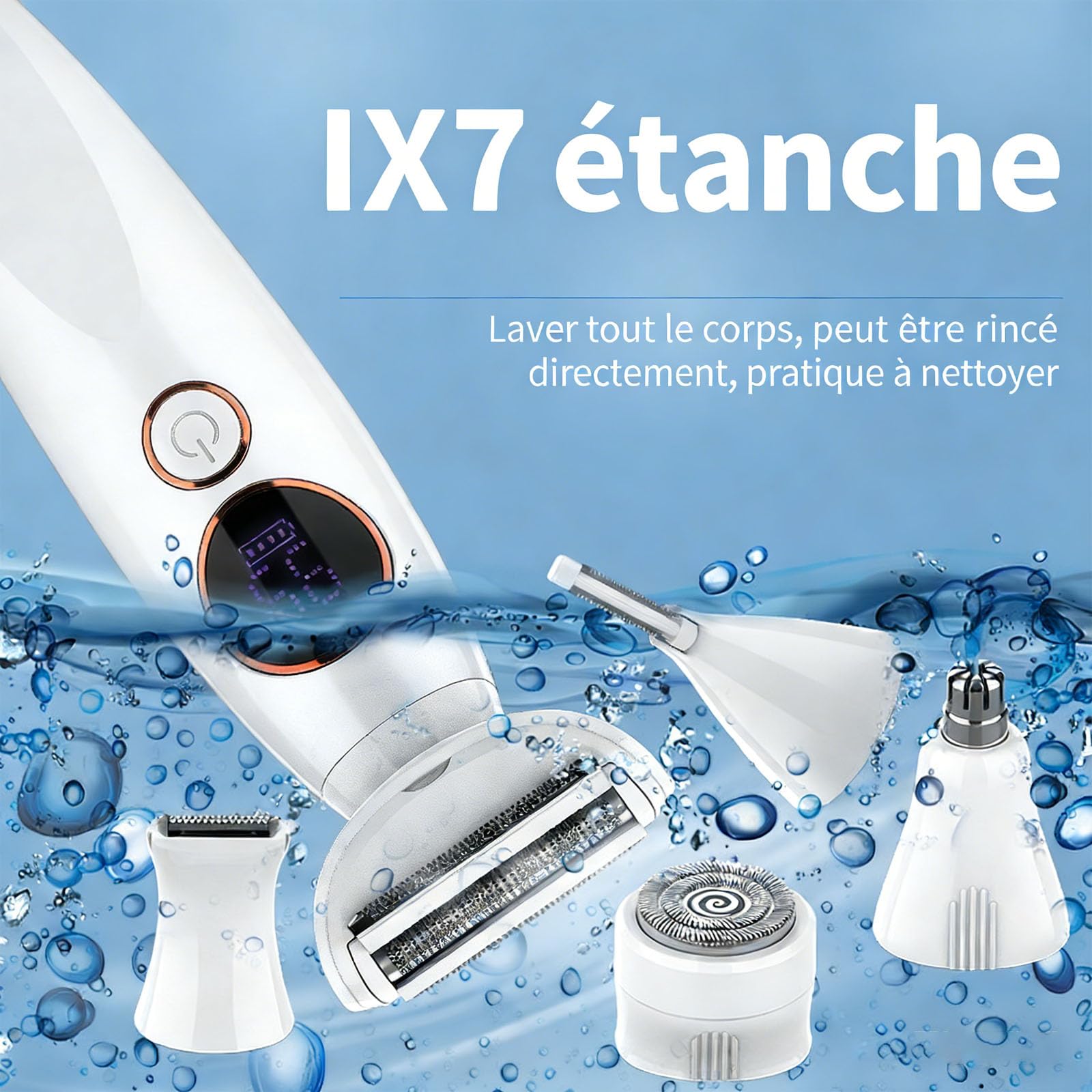 Rasoir Elios Femme 5 En 1, Elios Rasoirs Électriques Femme, Tondeuse Bikini 5 En 1 Tondeuse Femme Intime, Étanche IPX7, Pour Bikini, Aisselles, Jambes, Nez (1 Set)