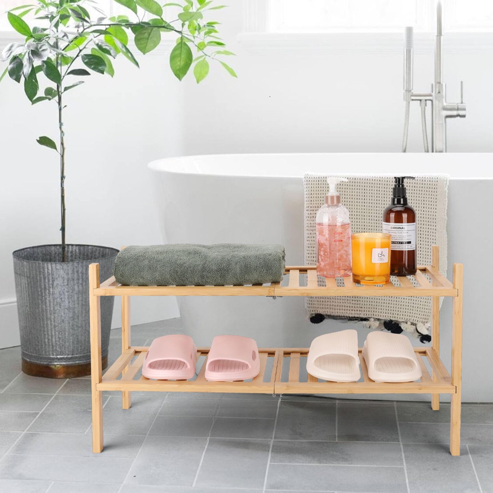 Étagère à chaussures en bambou pour petits espaces, organiseur vertical compact pour placard, entrée, couloir et chambre à coucher, solution de rangement empilable pour chaussures Étagère à chaussures en bambou pour petits espaces, organiseur vertical compact pour placard, entrée, couloir et chambre à coucher, solution de rangement empilable pour chaussures