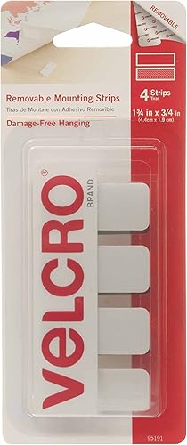 Miniatura 1 de VELCRO Brand - Tiras de montaje extraíbles, para colgar sin daños, tiras de 1 34 pulgadas x 34 pulgadas, paquete de 4