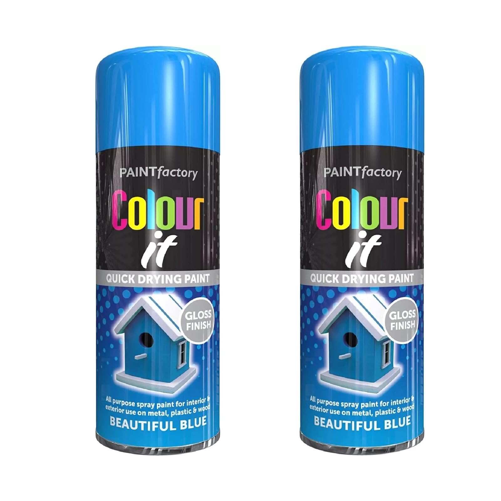 Ysamax 2Pcs All Purpose Blue Gloss Spray Paint, Quick Drying Formula, Long-Lasting, Weather-Resistant Properties, Aerosol Form, Versatile Uses, 250Ml, (2Pcs)