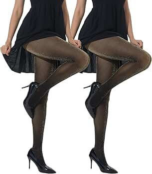 MANZI Lurex Glitter Tights for Women Metallic Sparkly