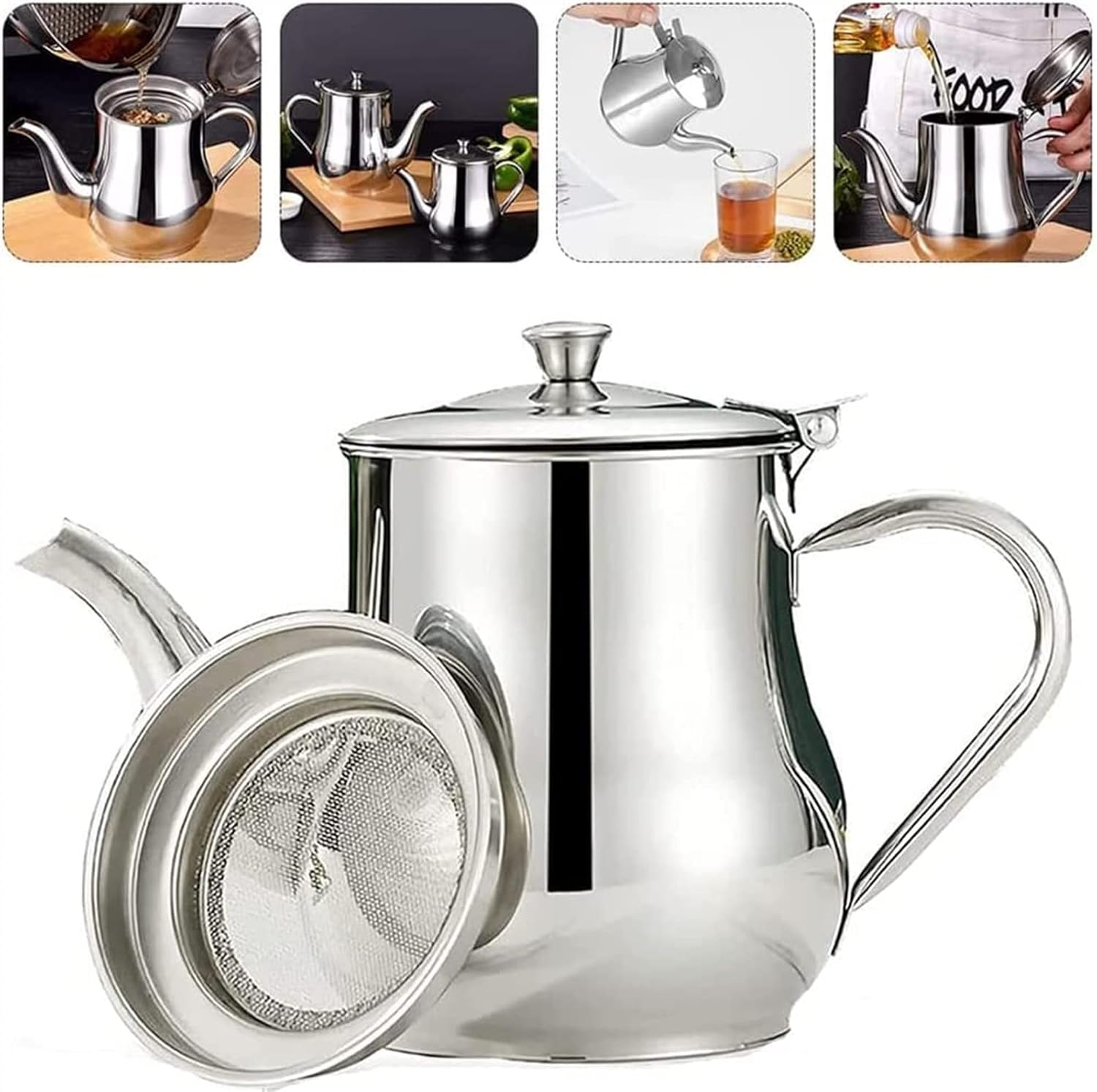 Olive Oil Dispenser with Strainer Stainless Steel Oiler