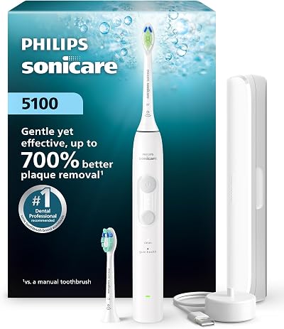 Philips Sonicare 5100 Rechargeable Electric Toothbrush, 2 Brush Head, White