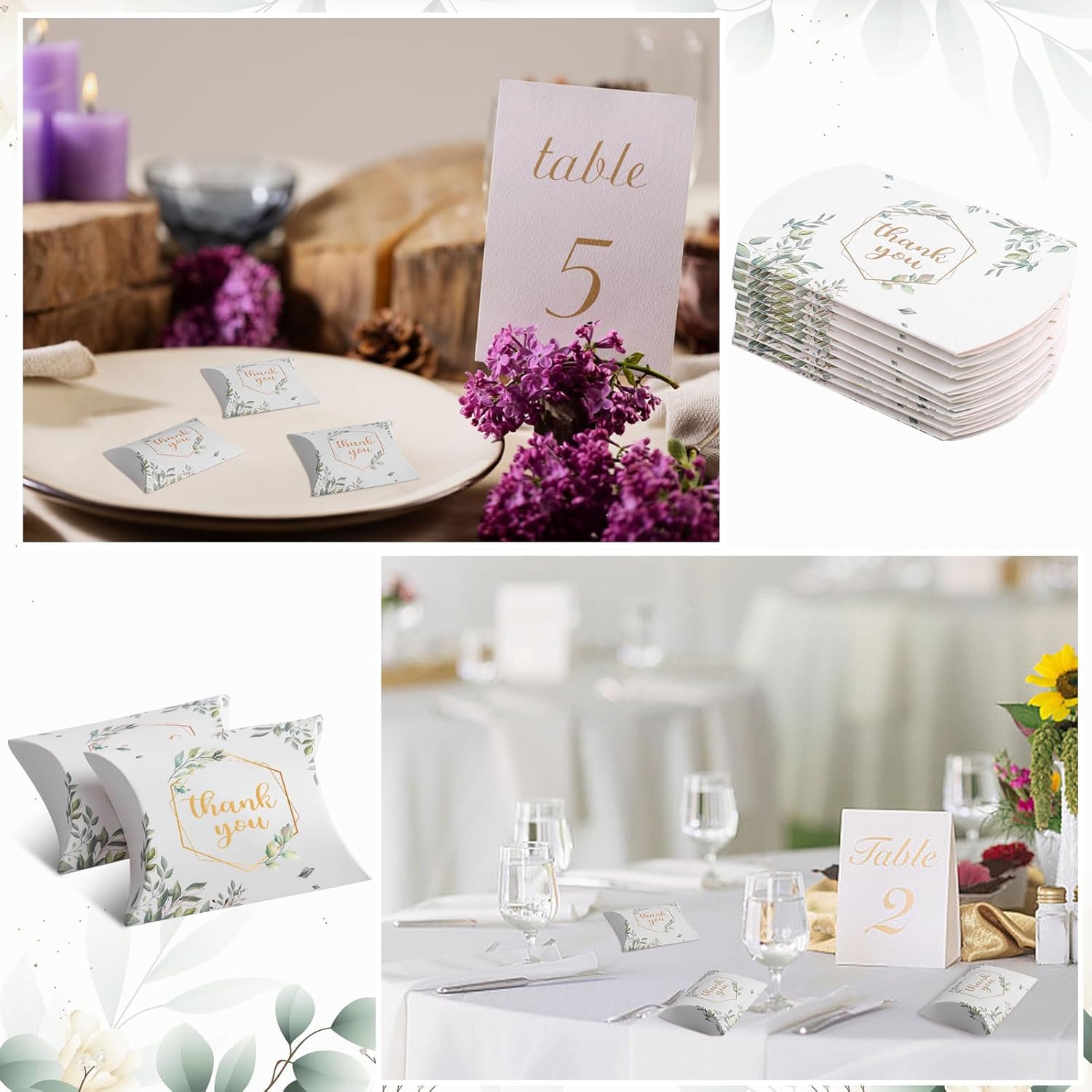 Haomian 100 PCS 4.5Inch x 3.5Inch Kraft Paper Pillow Gift Boxes Candy Treat Gift Box Wedding Gift for Guests Boxes Sweet Bags Thank You Box for Bridal Shower Wedding Shower Birthday Party Supplies - Image 6