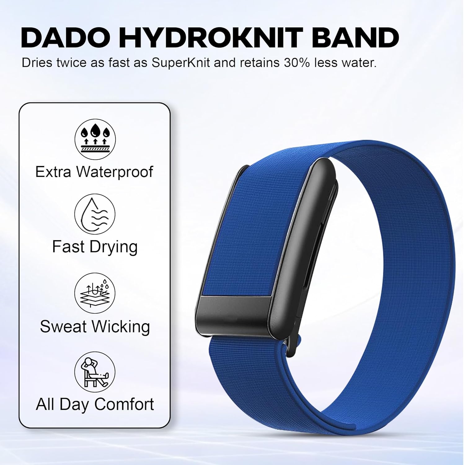 DADO HydroKnit Waterproof Nylon Sport Band Compatible with WHOOP 5.0, One, Peak, and Life | Elastic, Fast-Drying, Water-Resistant, and Comfortable Strap for Active Lifestyles
