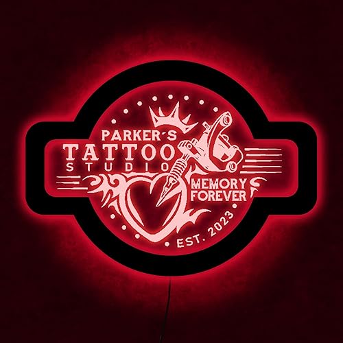 Letrero de neón de estudio de tatuaje personalizado, Estudio de tatuaje Led decoración de pared, Arte de pared de neón de estudio de tatuaje,