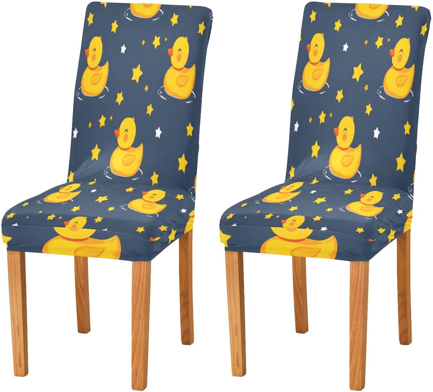 ALAZA Chair Covers for Dining Room, Cute Ducks Stars Stretch Chair Cover Sets Chair Protector Removable Washable for Ktichen Restaurant Hotel