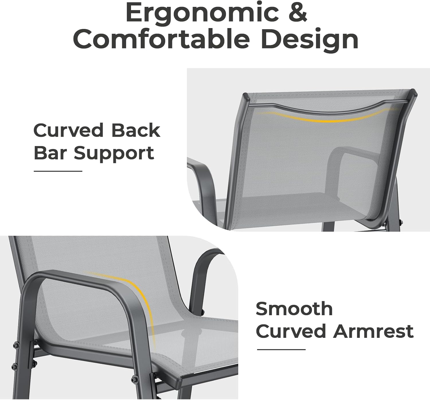 Outdoor Bar Stool Set of 4, Patio Bar Chairs with High Back and Metal Armrest, All Weather Textilene Tall Outdoor Bar Height Chairs for Balcony, Porch