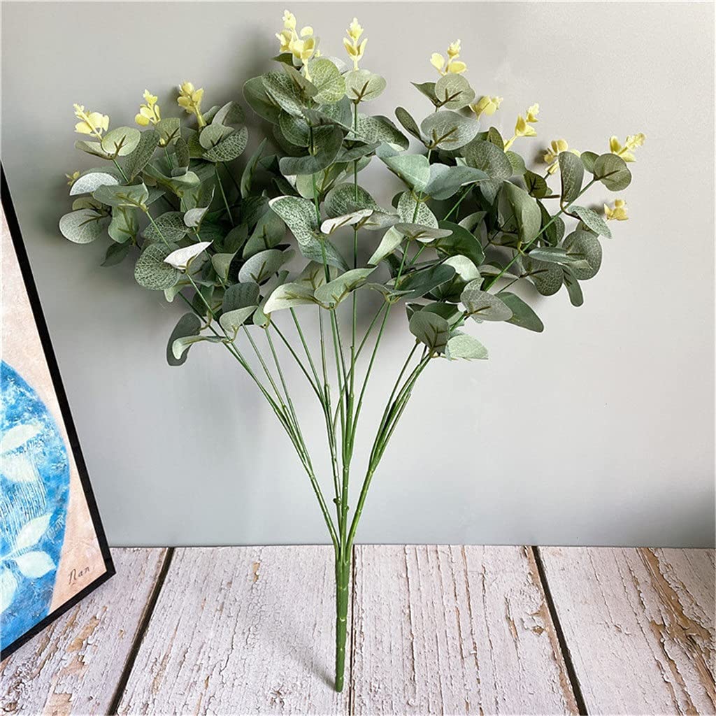 RWRAPS 16 teste di eucalipto bouquet rami di albero di seta foglie artificiali decorazione della casa fai da te disposizione dei fiori pianta ghirlanda di foglie finte