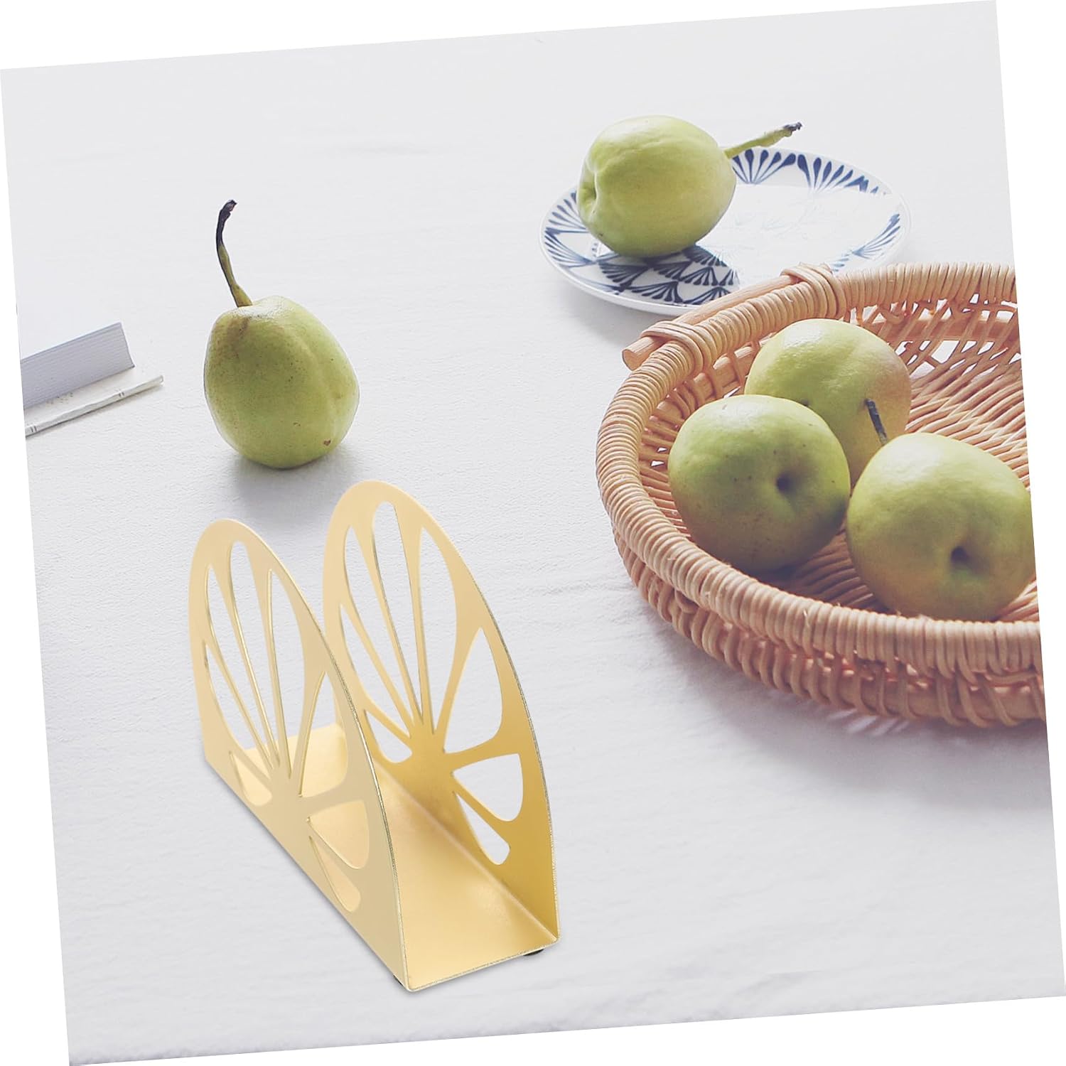 Gold Semicircle Tabletop Tissue Dispenser Multifunctional Napkin Holder for Restaurant Home Kitchen Hotel Banquet Party Desktop Organizer