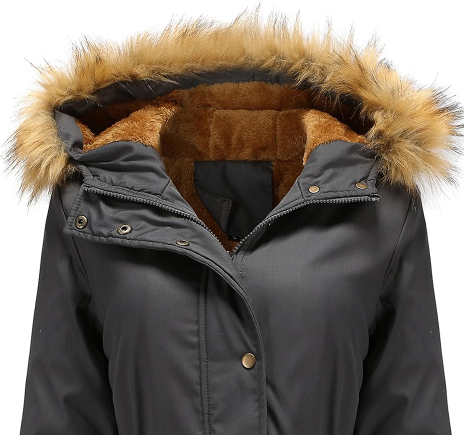 JEKE-DG Women's Heavyweight Fleece Lined Parka Jacket Warm Hooded Anorak Jacket Thicken Militray Winter Outerwear