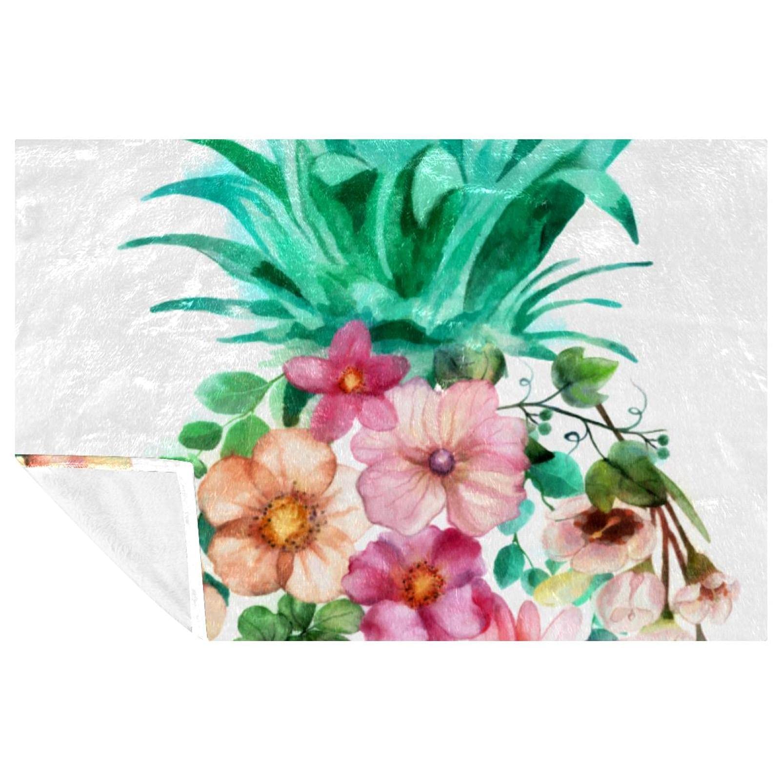 Couverture douce motif ananas tropical pour vos pique-niques et sorties camping