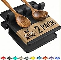 Vista 19 de Cooler Kitchen Soporte de cuchara de silicona naranja para estufa con almohadilla de goteo (paquete de dos) – Resistente al calor sin BPA Soporte