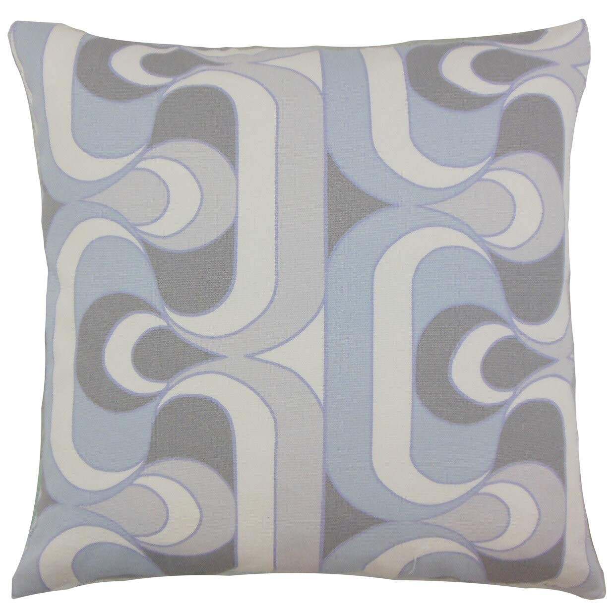 The Pillow Collection Nairobi Geometric Pewter Down Filled Throw Pillow