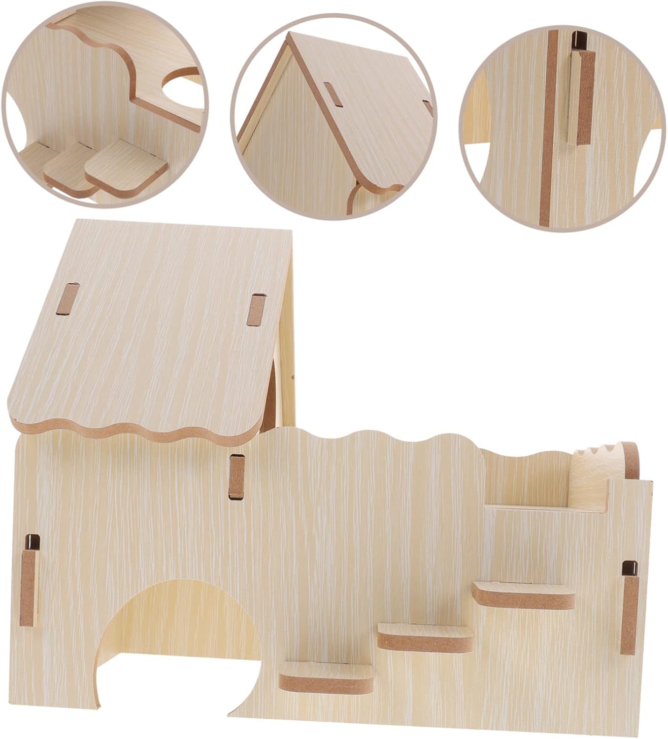 BESPORTBLE Wooden Guinea Pig House with Wave Ladder Multi-Functional Animal Habitat Cozy Hideout for Hamsters and Chinchillas Breathable and Comfortable Design