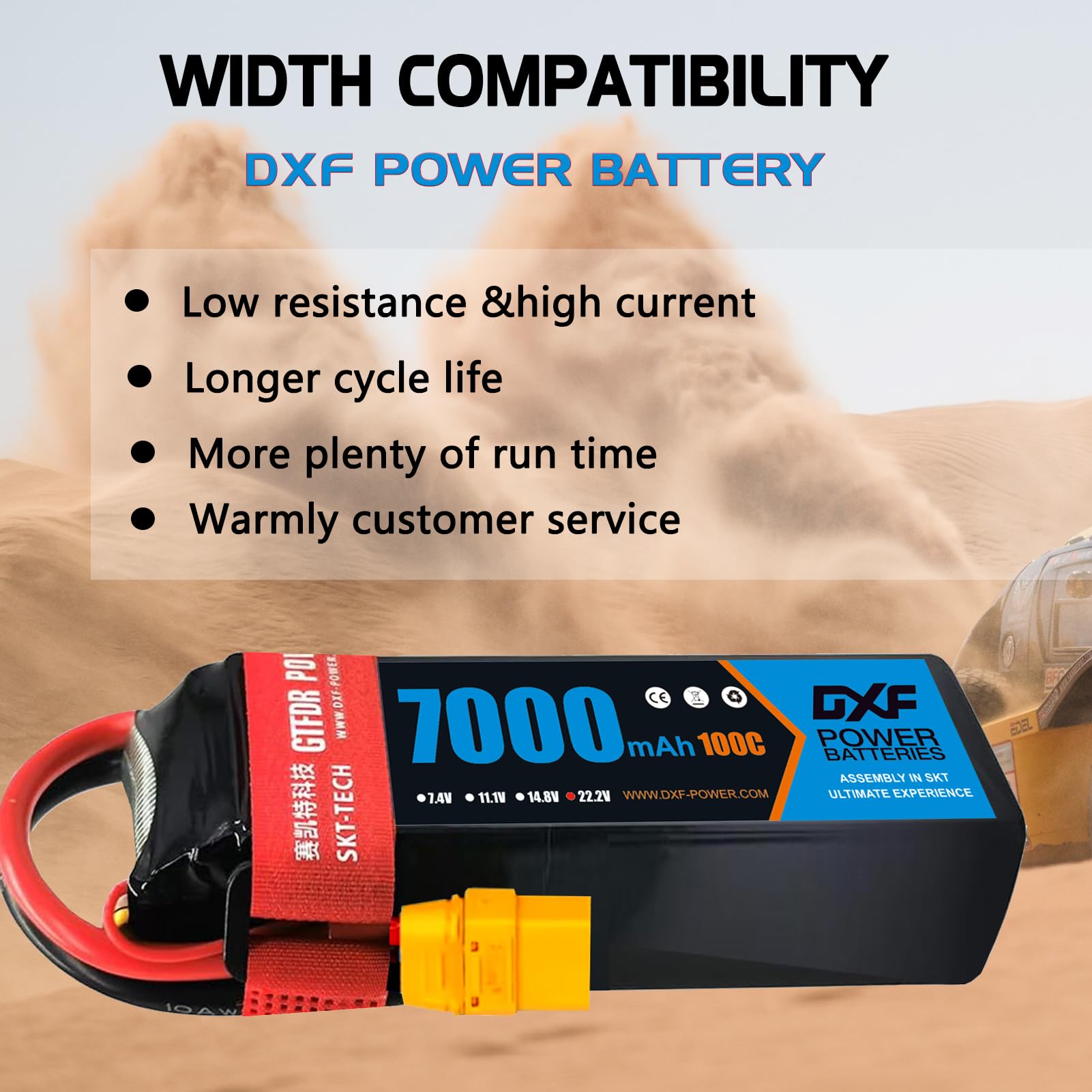 DXF 6S Lipo akumulator 22,2V 100C 7000 mAh RC akumulator z wtyczką XT90 do RC Car RC Ciężarówka RC samochód ciężarowy Helicopter RC Hobby（2PCS）