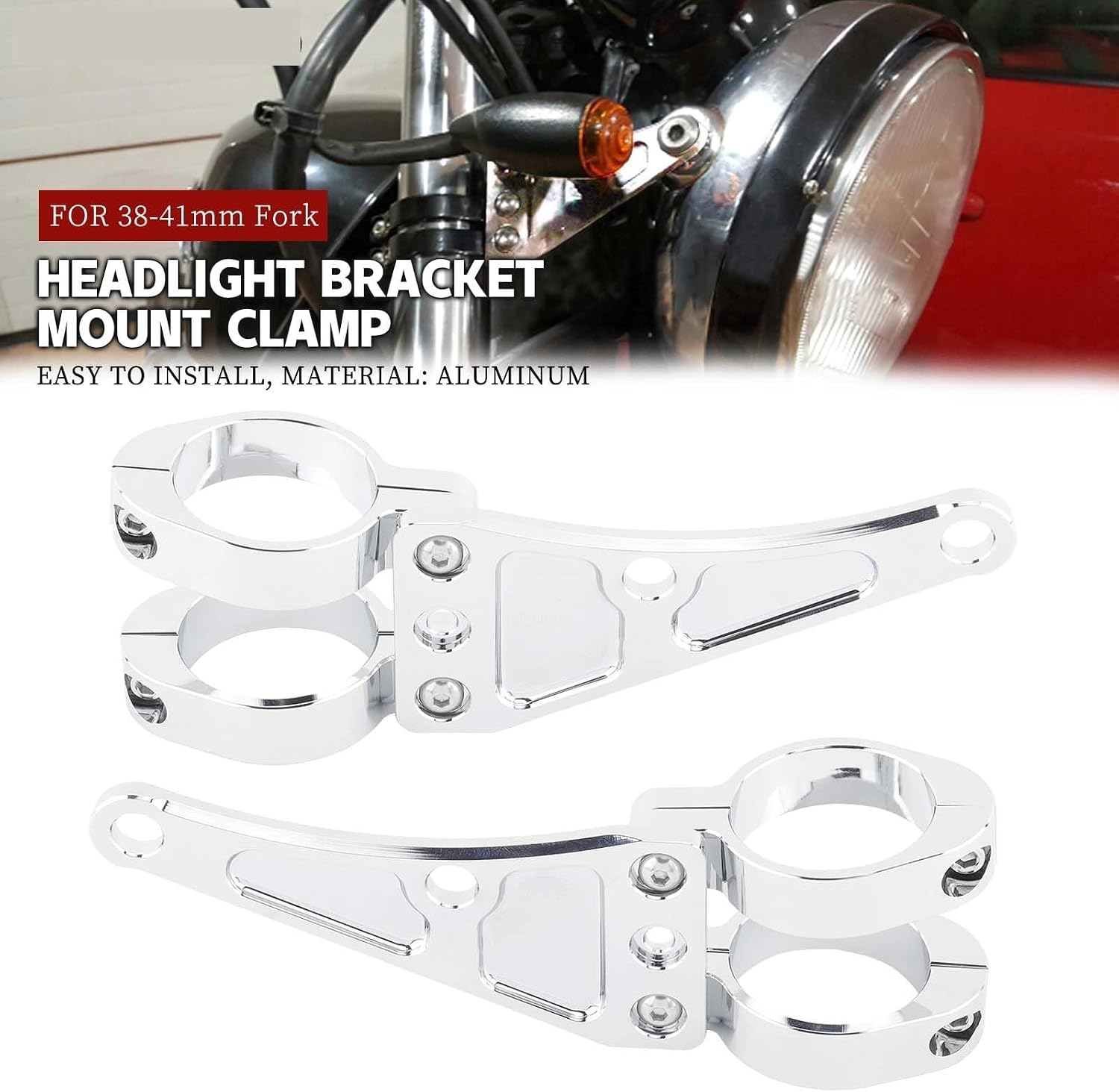 34mm-58mm Headlight Bracket Mount Clamp Fork Tube Light Holder 54mm 49mm 45mm 41mm 37mm Motorcycle (Size : Black fit 55-58mm)