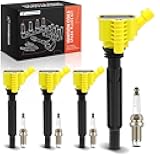 A-Premium (Yellow) Set of 8 Ignition Coil Pack and Iridium Spark Plugs Compatible with Jeep BU Series Renegade 2015-2018 & Dodge Dart 2013-2016 & Fiat 500 2012-2019, 500X 2016-2018, 500L, 1.4L