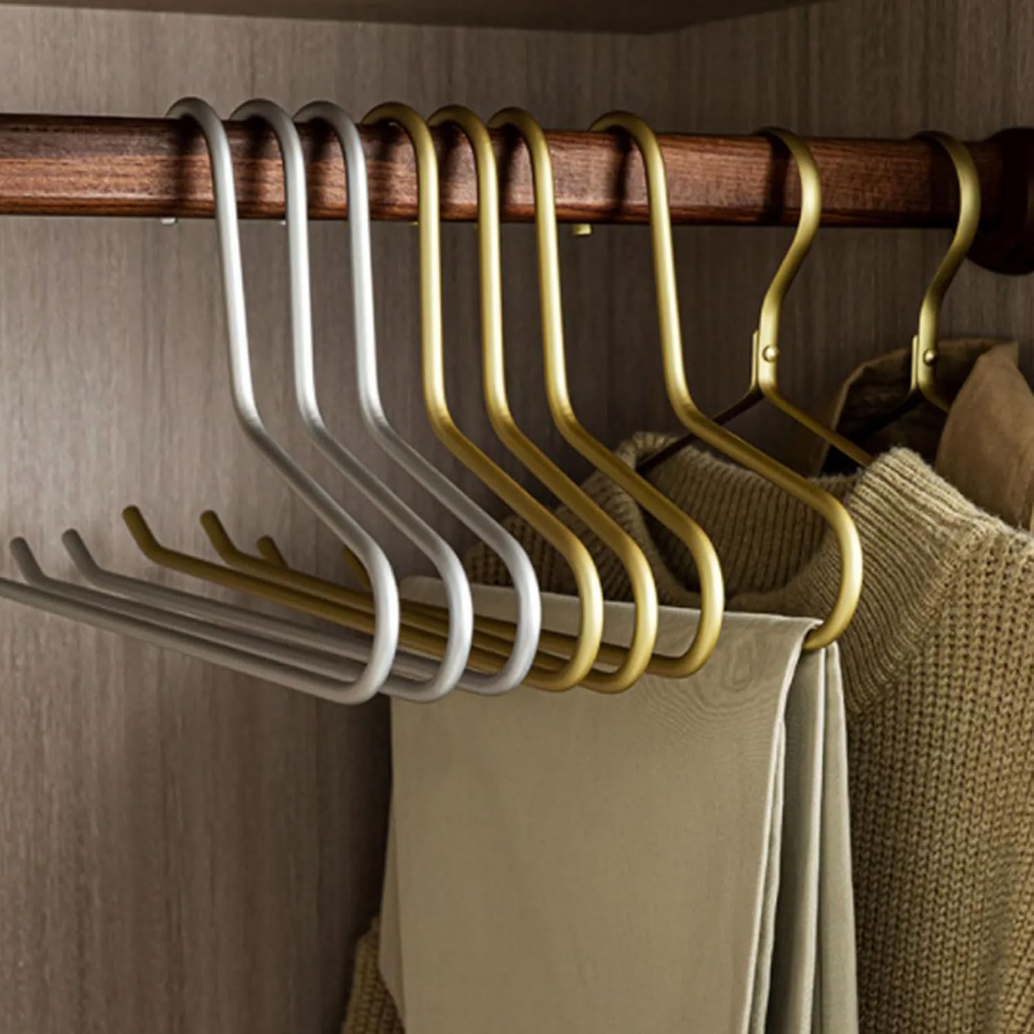 WEAREZ Grucce 1/5pcs Non-Slip Pants Rack Trouser Drying Hangers Solid Metal Open Ended Pant Storage Space Saver Armadio