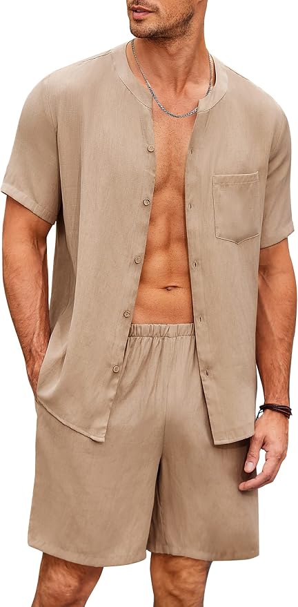 Pijama Hombre Algodón Manga Corta y Pantalón Ekouaer Oferta Increíble