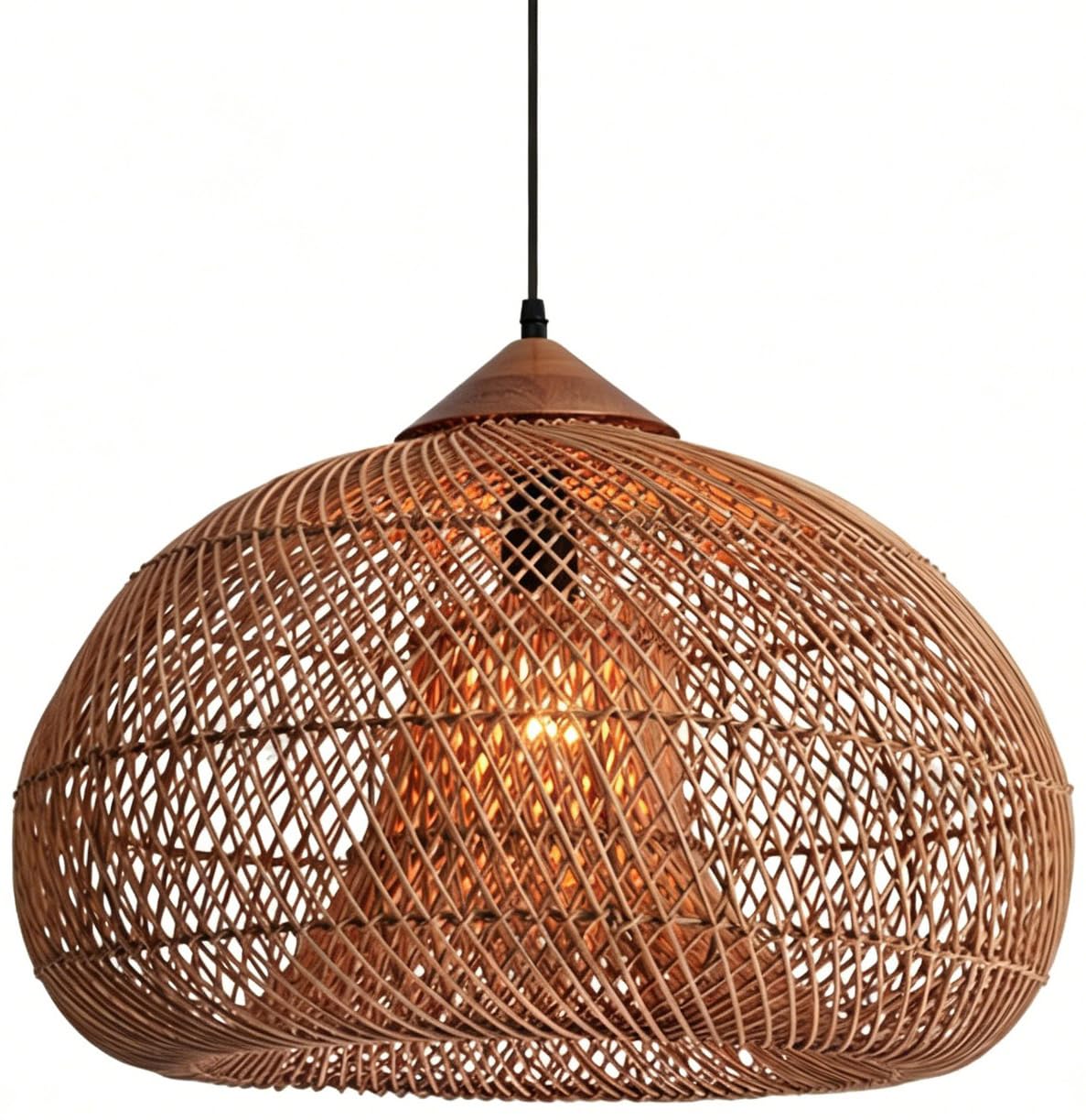 XQIDIANAA Rattan Pendant Light, Boho Chandelier, Farmhouse Hanging Light Fixture Chandelier for Dining Room, Living Room, Bedroom, Kitchen Island, Foyer, Hallway