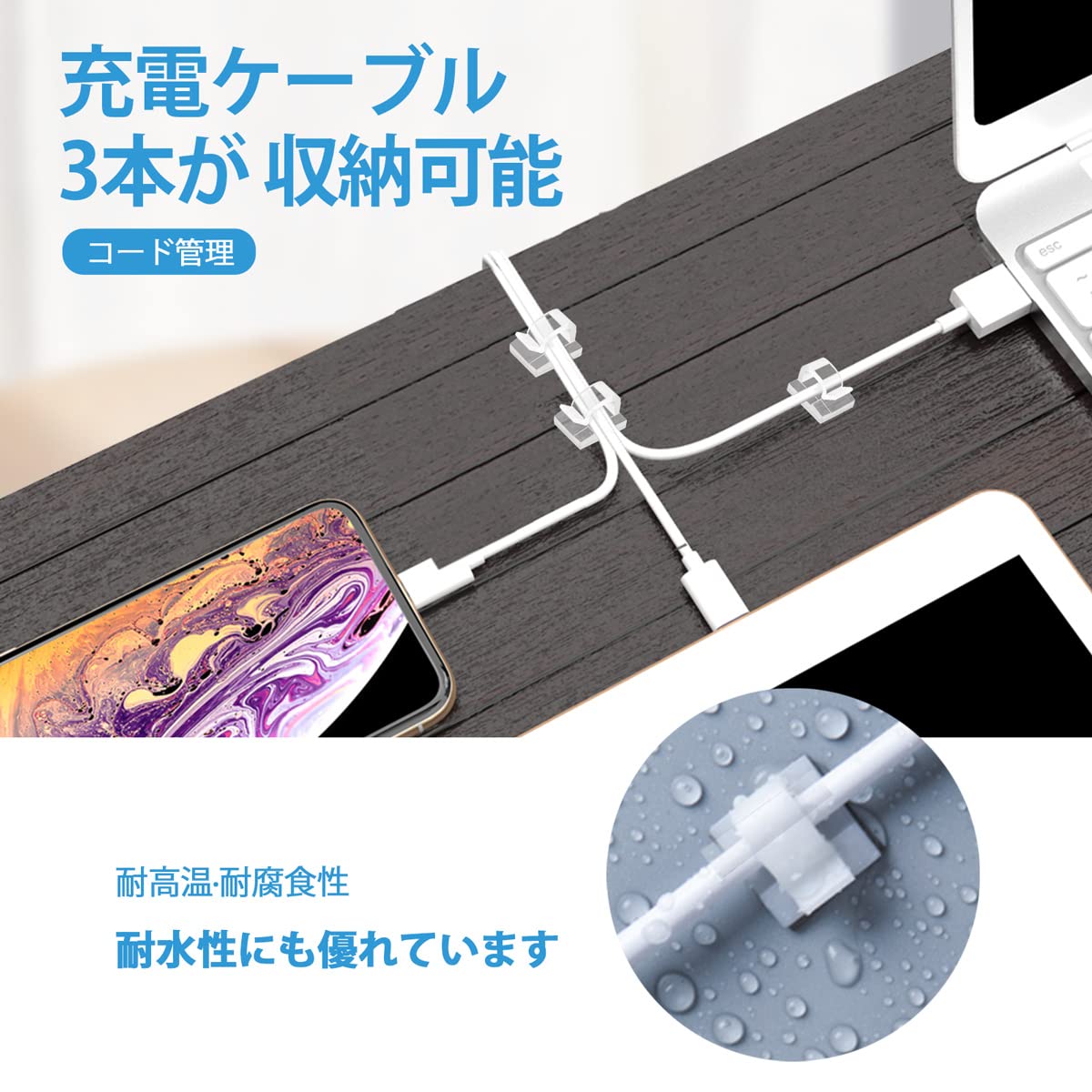 Amazon | Lasocy ケーブルクリップ 50個入り 透明 コードクリップ 