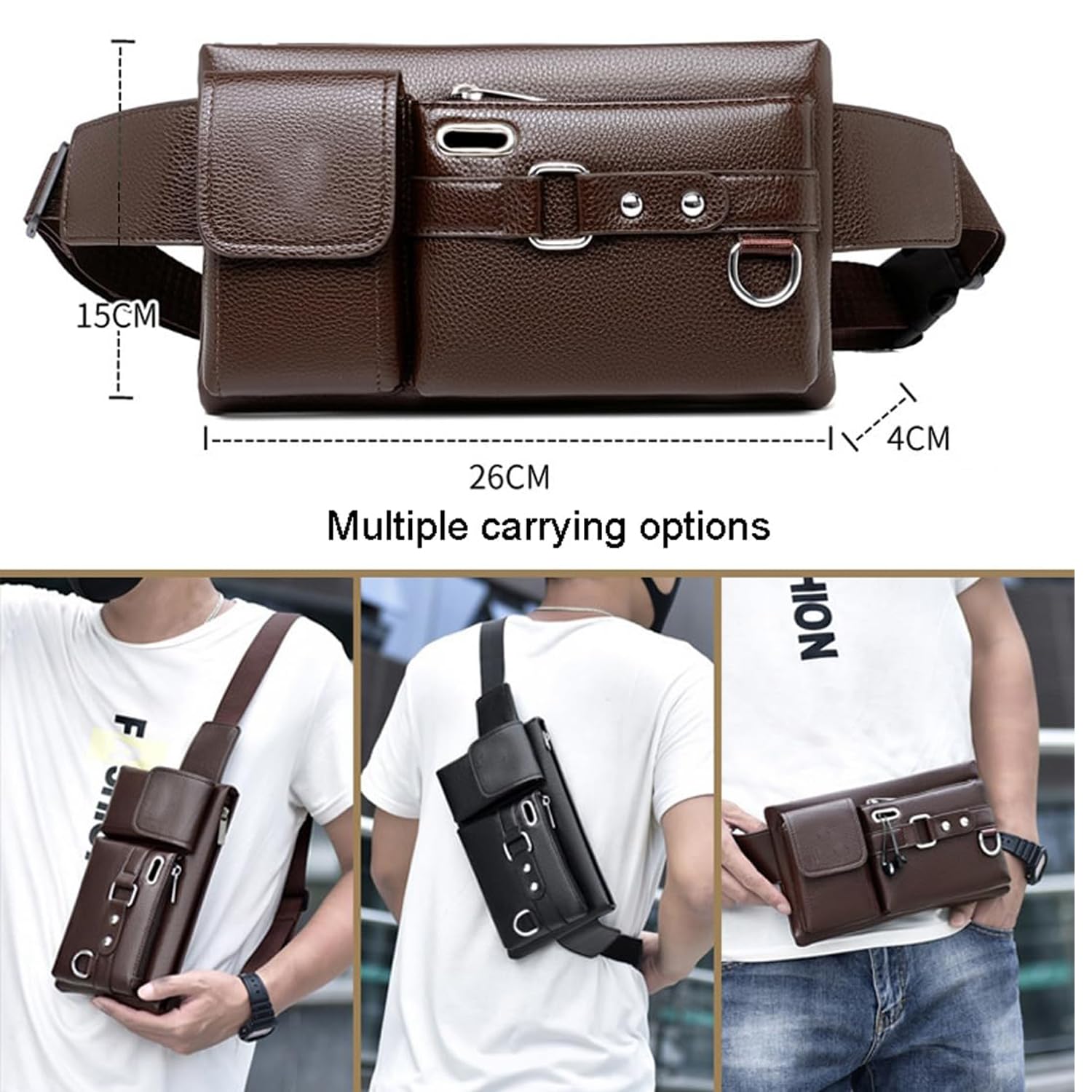 Handcuffs Waist Bag | Waterproof Sling Bag for Men & Women | Fanny Pack for Hiking Travel Camping Running & Sports with Adjustable Strap 1