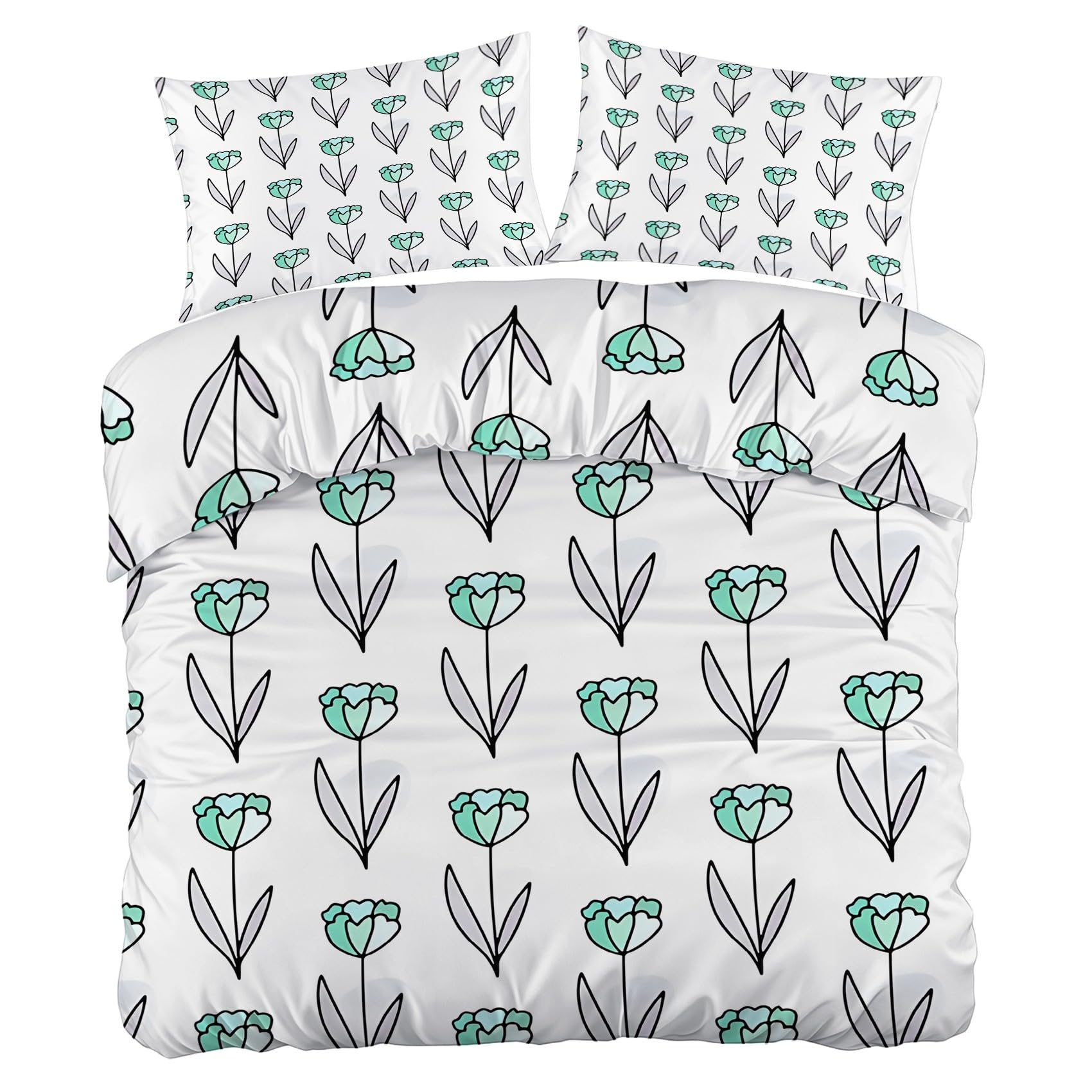 Tulipán Funda Nórdica Cama 105 Juego, Reversible Microfibra Juegos Cama Estilo Minimalista Funda Edredon 180×220 y 2 Fundas 50x75, con Cremallera, Apto Hombres y Mujeres HF1252