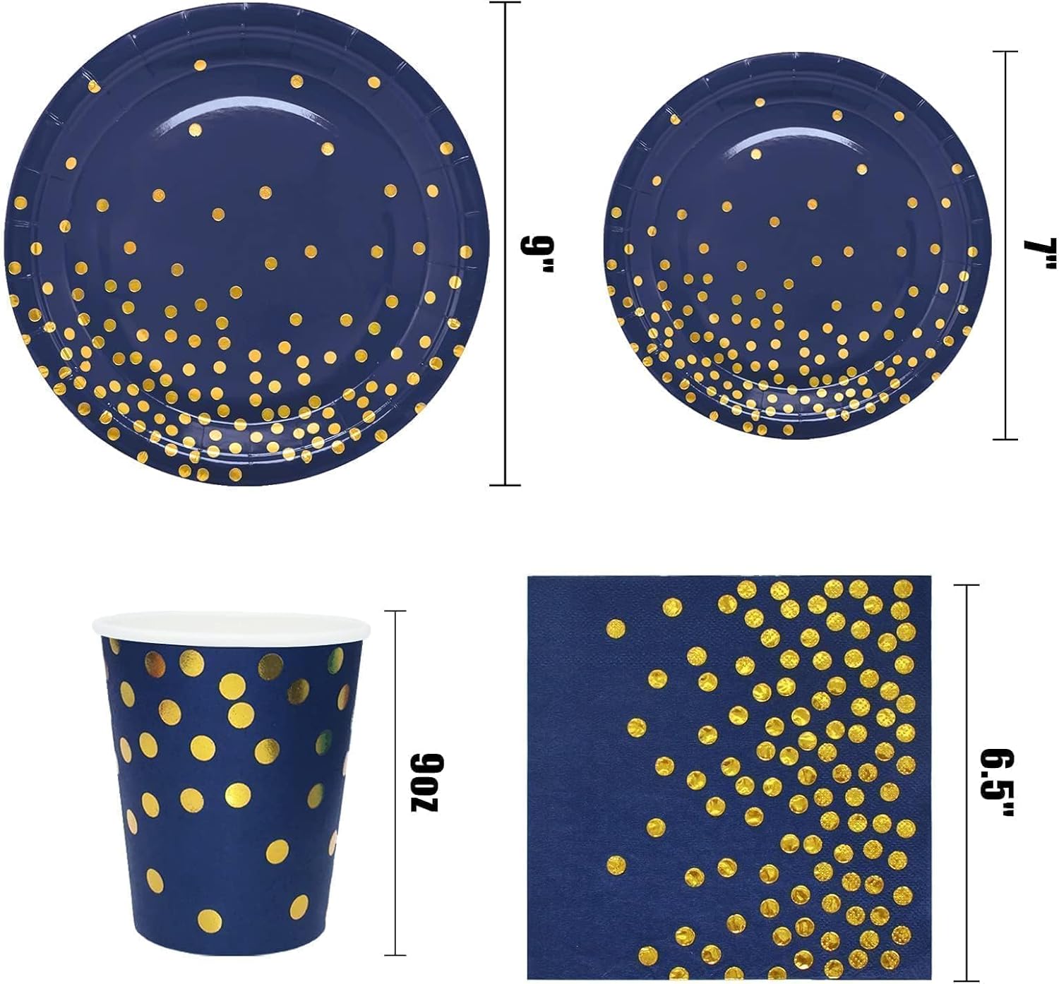 175PCS Blue Plates and Napkins Party Supplies, Blue and Gold Party Decorations Serve 25 Guests - Royal Blue Paper Plates for Birthday 2026 Graduation Party Decorations