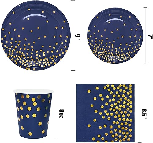 Miniatura 10 de 175 piezas de decoraciones de fiesta moradas y doradas, juegos de platos, tazas y servilletas moradas, platos desechables dorados para suministros
