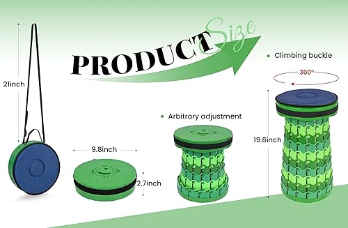 Miniatura 2 de Paquete de 2 taburetes plegables XXL mejorados de 19.7 pulgadas, altura de 1000 libras, peso máximo, asiento telescópico portátil con cojín y bolsa