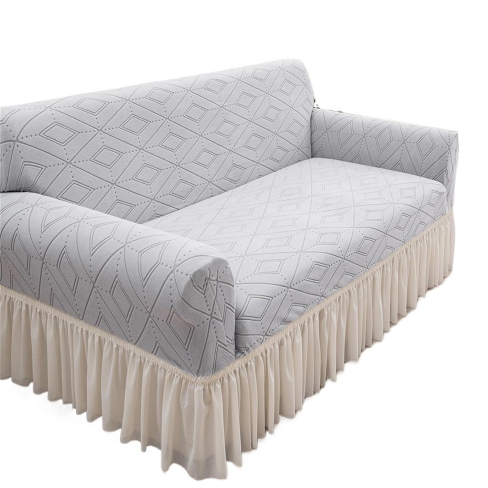 Housse de canapé jacquard pour masquer l'usure d'un vieux meuble