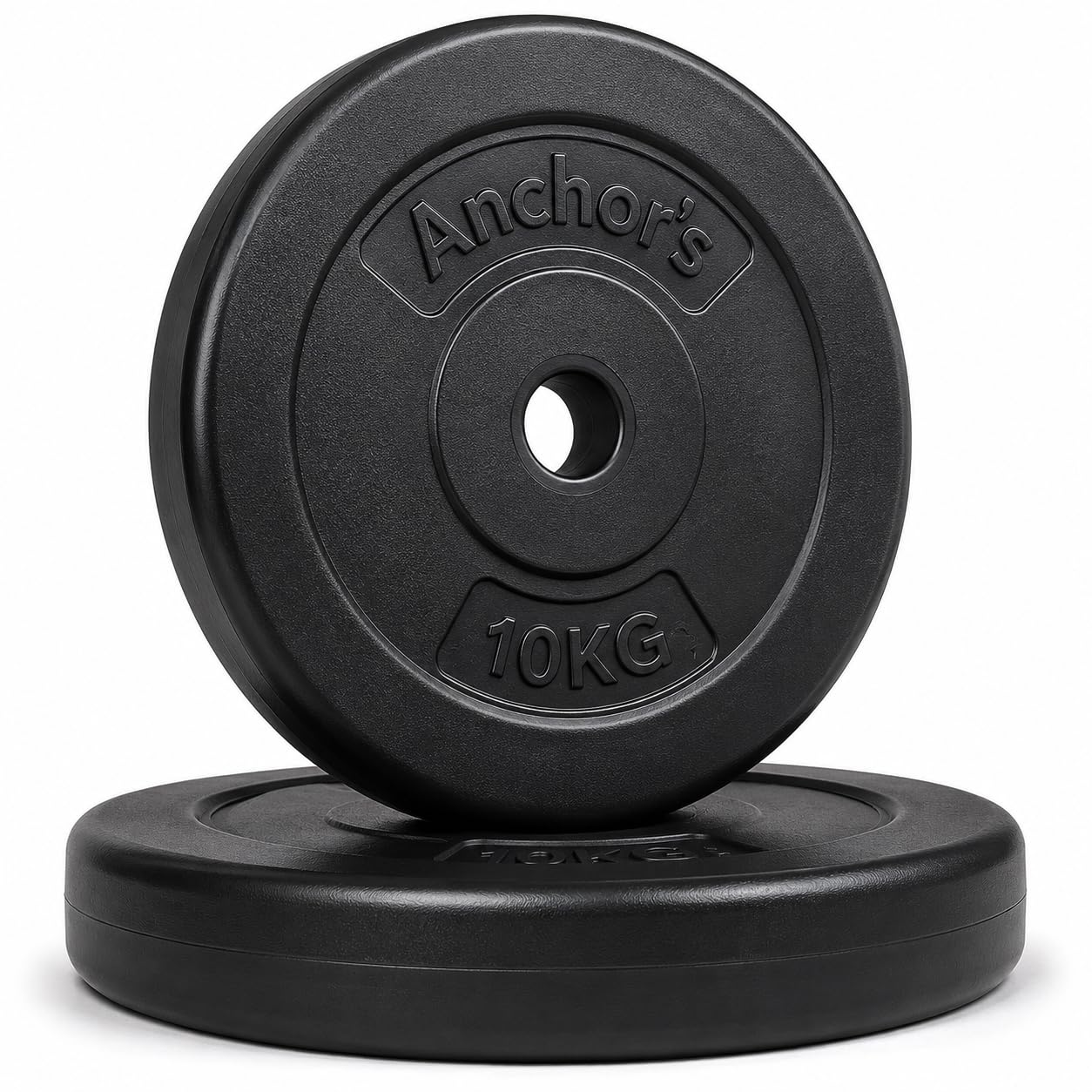 Vinyl Weight Plates, Black Standard Barbell & Dumbbell Plates for Weightlifting, Home Gym Strength Training, Pair & 4 Pack Options (10kg x 2 = 20kg) — image 1