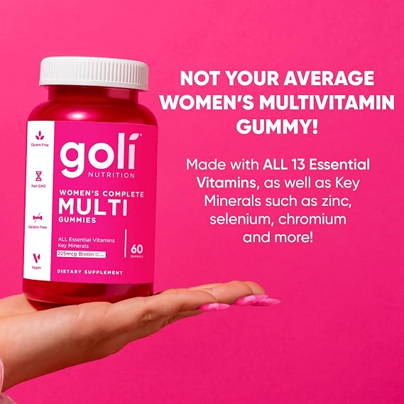 Goli Women's Multi Gummies - Complete Daily Multivitamin with All 13 Essential Vitamins, Biotin, Zinc - Supports Hair, Skin, Nails, Immune System - Vegan, Non-GMO, Gluten-Free - 60 Count (2 Pack)