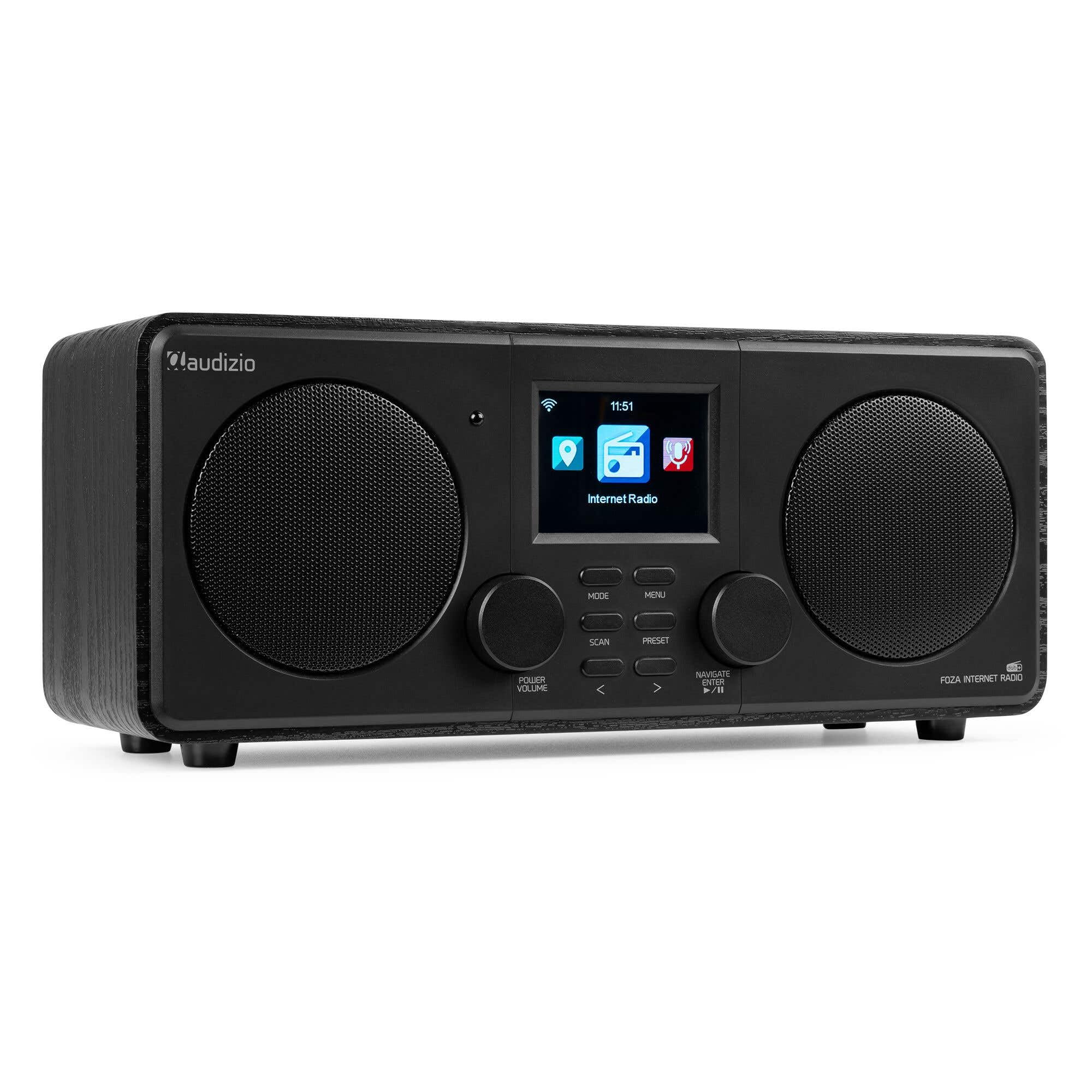 Audizio Foza - Radio Internet WLAN, DAB Radio con Bluetooth, telecomando, 50 Watt, FM, AUX in, USB, MP3, connettore per cuffie, DAB Plus, radio da cucina, Dual Allarme, Sleep timer, nero