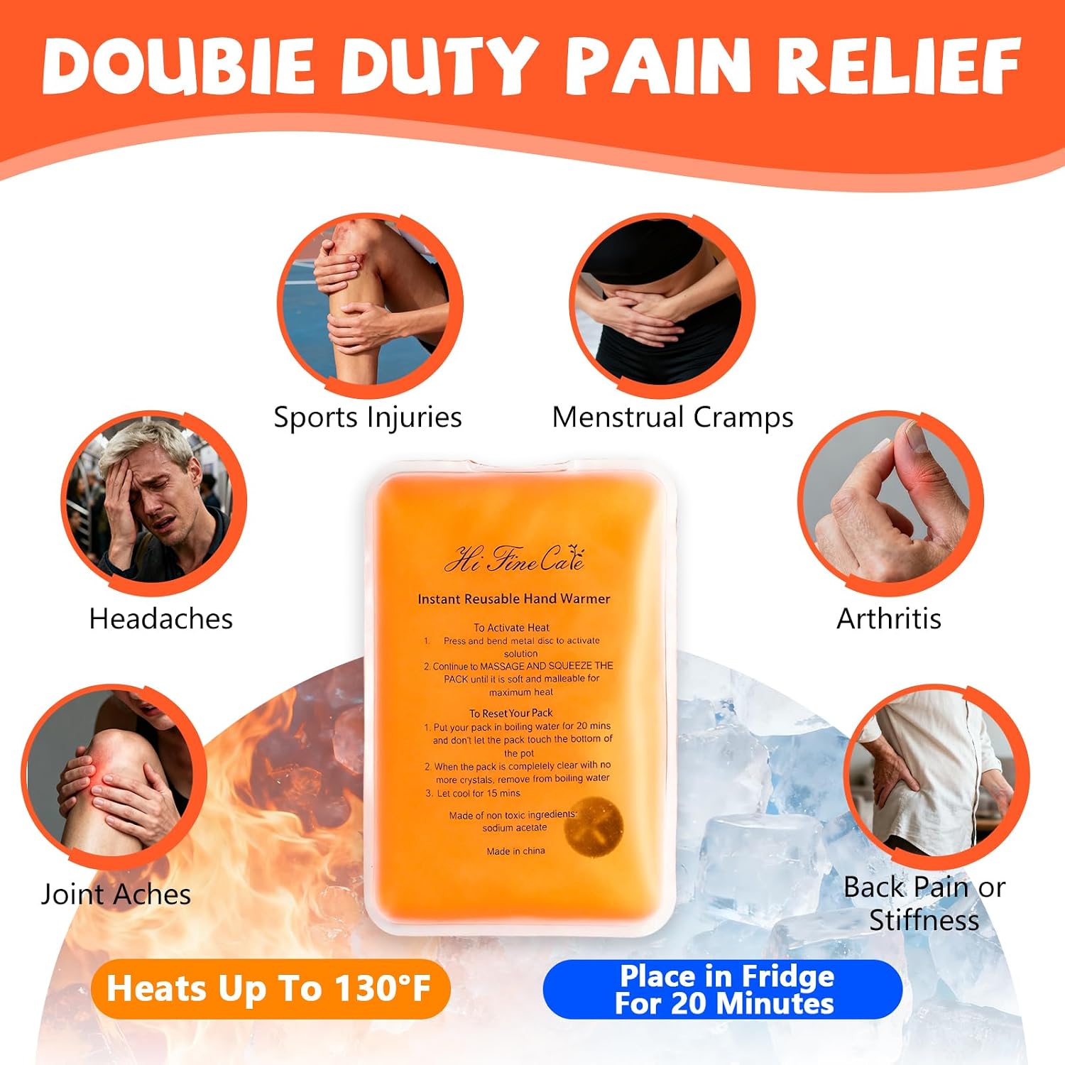 Click-Activated Reusable Hand Warmers 4-Pack, 500+ Uses Each, 1 Hour Long-Lasting Heat, Anti-Scald, Portable for Outdoor Skiing Camping Christmas Stocking Stuffers