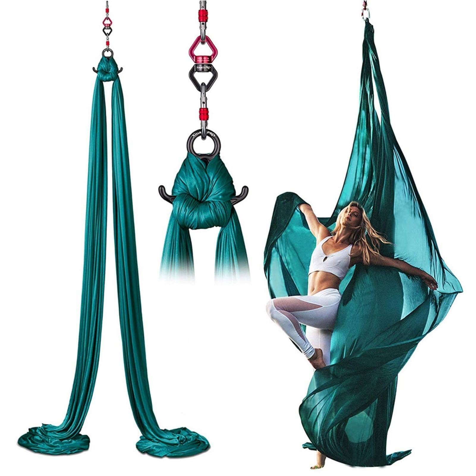 Aerial Yogatuch, Yoga-Schaukel, Yoga Vertikaltuch, Tragbar, für den Innen- und Außenbereich, Yogatücher für Erwachsene Kinder, inklusive Yoga-Hängematte, Farbe Grün, 8 m