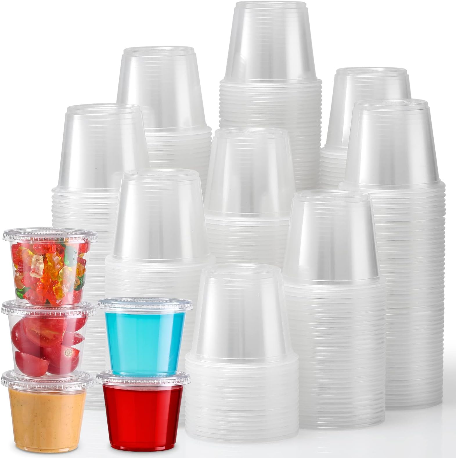 Portion Cups With Lids, 240 Sets - 5.5 oz Airtight, Stackable Souffle Cups, Salad Dressing & Sauce Containers for Lunch, Party, Trips